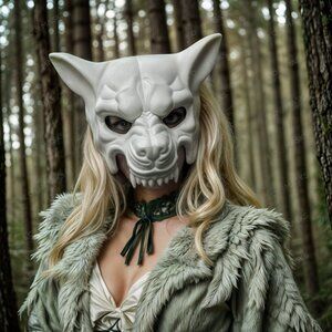 Halloween Party Mask | White Angry Dog Wolf Masquerade Animal Face Mask Costume